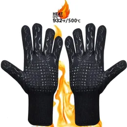 Oven Mitts High Temperature Resistance BBQ Gloves 500 800 Fireproof Barbecue Heat Insulation Microwave 230731