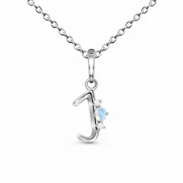 Hot Sale S925 Sterling Silver Letter J Moonlight Stone Pendant Halsband Kvinnors mode mångsidiga smycken