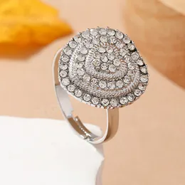 New Fashion Simple Bright Love Heart Crystal Full Rhinestone Ring Anello regolabile femminile Gioielli di fidanzamento per matrimonio