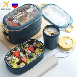 Pudełka na lunch i izolowane przez studenckie pudełko ze stali nierdzewnymi Multilayer zastawa stołowa bento pojemnik na żywność do przechowywania śniadanie 230731