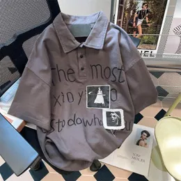 Herren T Shirts 2023 Vintage Trend Casual Polo Kragen Für Männer Und Frauen Lose Design Paar Hip Hop Personalisierte Kurzarm Top Harajuku
