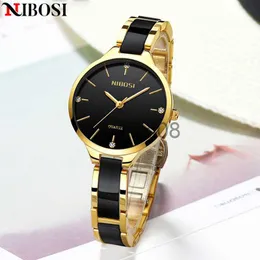 Inne zegarki Nibosi Relgio Feminino Nowa marka modowa Watch Watch Luksusowe kwarcowe zegarki Ceramiczne zegarki Wodoodporne zegarki dla kobiet J230728