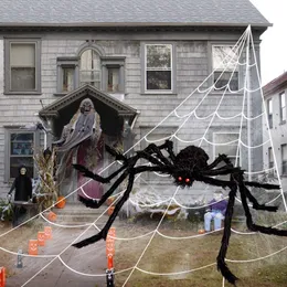 Other Event Party Supplies 90/150/200cm Black Scary Giant Spider Huge Spiders Web Halloween Decoration Props Haunted House Holiday Outdoor Giant Decoration 230731
