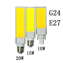 LAMPADA E27 G24 10W 15W 20W SMD COB AC85V-265V Horyzontalna wtyczka Lampa ciepła biała Bombillas LED PL Corn Corbon 180 stopni punkt Light157W