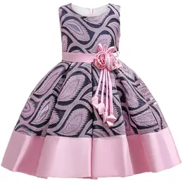 Girl s Dresses Baby Girls Flower Striped Dress For Floral Wedding Party Kids Princess Christmas Children Clothing 230731