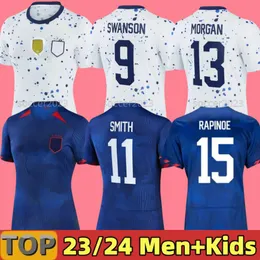 4XL 2023 USWNT 4 Stars Women Soccer Jerseys Kids Kit Pulisic USMNT 2024 22/23 US A Maillot Football Terts S America Player Version Training World Cup Smith