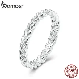 Wedding Rings 925 Sterling Silver Braided Texture Twisted Band Plait Finger Fine Jewelry Gift for Women BSR311 230729