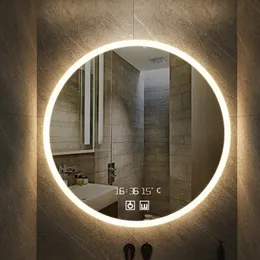 Wall Stickers 405060CM Round Smart Makeup Bathroom Mirror Adjustable 3 Color Bright LED LIght MultiFunction With Defogging Bluetooth Ser 230731