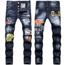 Jeans da uomo Mens Fashion Street Hip-Hop 2023 Pantaloni da uomo in denim stile punk maschile Elastico Slim Fit strappato Oversize di alta qualità L230731