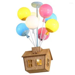 Lâmpadas pendentes, quarto infantil lustre menina colorida quarto de balão leve desenho animado criativo Casa voadora Proteção para os olhos