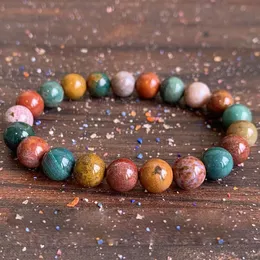 MG1837 8 MM African Ocean Jasper Bracelet Womens Natural Gemstone Beaded Chakra Wrist Jewelry