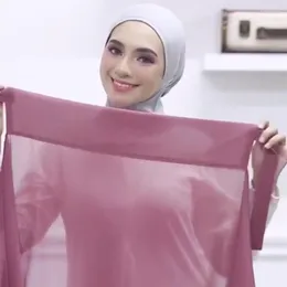 Cachecol Muçulmano Roupas Etnicas Islam Faixa Interna Esticar Hijab Capa Turbante Estilo Cor Pura Bandagem Chiffon Pérola Envoltório Conveniente