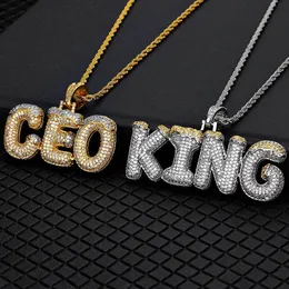 Men Custom Pendant Necklace Letters Inlaid Zircon Jewelry Designer Necklace Stainless Steel Plated Gold Length 24 Inch Twist Chain Necklaces for Women