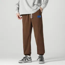 Calças masculinas outono veludo soltas casuais leggings calças de moletom joggers moda streetwear plus size perna larga com cordão