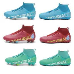 Kids Mercurial Football Boots Mens Womens High Top Soccer Shoes Youth Training Shoes Big Size 31-48 Blue Green Red