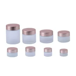 Packing Bottles Frosted Glass Jars Face Cream Refillable Clear Cosmetic Containers With Rose Gold Cap 5G 10G 15G 20G 25G 30G 50G 60G 1 Otgkt