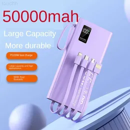 Power Bank per telefoni cellulari 50000mAh Power Bank Caricabatterie portatile Cavi incorporati Ricarica rapida Power Bank Battery Pack per iPhone Huawei Samsung Tablets L230731