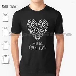 Koszule męskie Zapisz rafy koralowca-koral miłosne serce bawełniane mężczyźni i kobiety miękka moda T-shirt przestań chronić wodę rafową