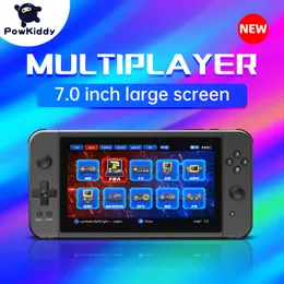 Портативные игровые игроки Powkiddy x70 Handheld Console 7 -дюймовый HD -экраны ретро -подарки для детей поддерживают два игры игроков 230731