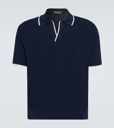 Män polo designer skjortor sommar loro piana casual silk polos skjorta toppar kort ärm thirt