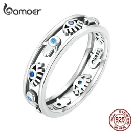 Wedding Rings 925 Sterling Silver Hollow out Symbol Guardian Ring Fatima s Hand Devil Eye Finger for Women Lucky Jewelry SCR900 230729