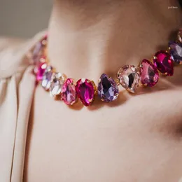 Choker Prosty i modny naszyjnik romantyczny kolorowy błyszczący kryształowy luksusowy projektant biżuterii dając dziewczynie Dzień Matki