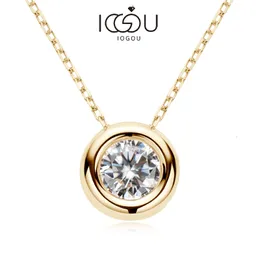 Strands Strings IOGOU Real D VVS1 Neclaces 6 5mm Round Pendant for Women 100 Silver 925 Yellow Gold Color Fine Jewelry Wholesale 230729