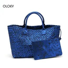 Borse da sera OLOEY moda donna serpente goffrato colore elettro ottico borsa shopping fatta a mano grande capacità borsa a tracolla intrecciata 230731