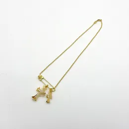 Colar de alfinete estilo dourado feminino com corrente de clavícula pin make antigo colar vintage com pingente de diamante