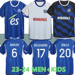 2023 2024 RC Estrasburgo Alsácia Camisas de futebol DIALLO BELLEGARDE Gameiro ORQUE Maillot De Foot Home 23 24 MOTHIBA Lienard DIARRA DJIKU Camisa de futebol Homens Crianças