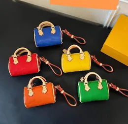 Mini cylinder brev kudde påse nyckelchain plånbok kvinnor läderväska väska mynt handväska multicolor mynthållare hänge blixtlås nyckelchains tillbehör gåva