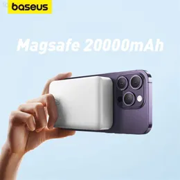 Bancos de energia do telefone celular Baseus Power Bank 20000mAh 20W Carregador de telefone magnético sem fio Magsafe Powerbank Carregamento rápido para iPhone 14 13 12 Series L230731