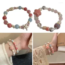 Charm Bracelets Beaded Stretch Dopamine Round Flat Bead Handchain Unique Jewelry Elegant Colorful Party