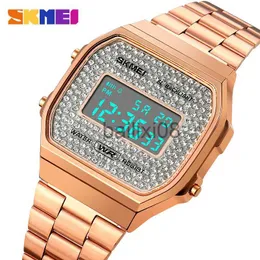 Other Watches Sport Digital Watch Women Led Light Display SKMEI Electronic Movement Watch Diamond Dial Ladie Waterproof Girl Alarm Clock Watch J230728