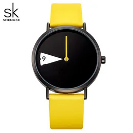 Other Watches SHENGKE Quartz Wristwatches Watch Women Fashion Luxury Creative Montre Femme Top Brand Watches Leather Clock Reloj Mujer J230728