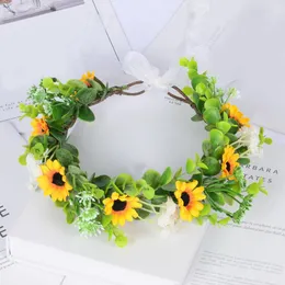 Dekorative Blumen Blume Haarschmuck Stirnbänder für Frauen Mädchen Po Kopfschmuck Requisiten künstliche Blumenkrone Fee Braut Hochzeit