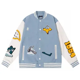 Baseball Uniform Desinger kläder män jumper jacka europeisk amerikansk personlighet retro robot mobiliseringshandduk broderi hög vikt brev mönster mens kappa