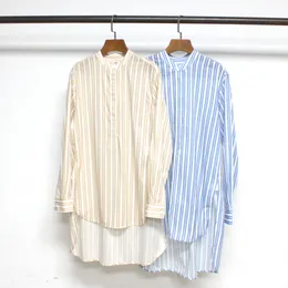 New t-oteme Sand Dune Striped Cotton Silk Medium Length Shirt Top Wide Sleeve Casual Shirt