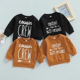 Bluzy bluzy Citgeett Autumn Toddler Boy Girl Pullover Bluza Bluza swobodna litera wydrukowana topy z długim rękawem Fall Spring Ubrania 230731