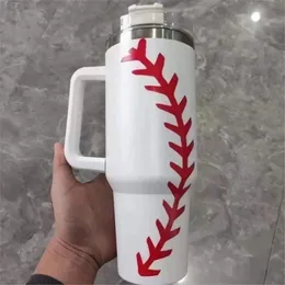 Çanta Parçaları Aksesuarları Toptan 40oz Ball Game Tumbler Seyahat Çift Duvar Beyzbol Dantonları Paslanmaz Çelik Sıska Yalıtımlı Kupa Kapak Tutma