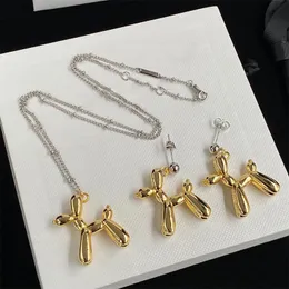 Tasarımcı Kadın Mücevher Seti 18K Altın Kaplama Açıkçası Balon Kolye Kolye Küpe 925 Gümüş Zincir Kolye Basit Modeli Parti Takı Hediyesi