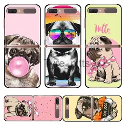 휴대폰 케이스 Pug Dog Arrt for Samsung Galaxy Z Flip 3 5G Black Fashion Mobile Hard Shell Shopproof Fundas Cover Phone Case x0731