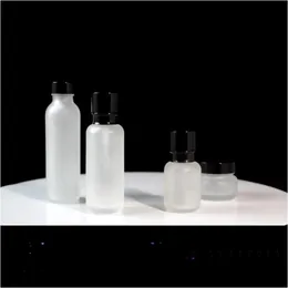 Förpackningsflaskor Förpackning Frostad glas tom grädde burk sprayer kosmetisk container droppleveranskontor skola företag industriell ot9ar