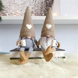 الحياكة Gnomes Gnomes Doll Party Supplies Hanging Leg Coffee Decorations الحلي شكر القلب قبعة قزم لحية الهدايا عيد الميلاد JY31