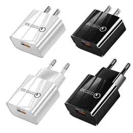 Qualcomm 3.0 Quick Charge Fast Charging US Plug EU Plug Wall Charger 5V/3A 9V/2A 12V/1.6A Adapter for iPhone for Samsung LG Huawei 100pcs/up