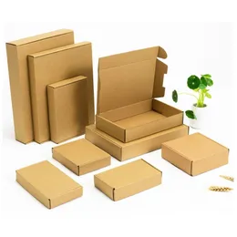 Förpackningsboxar Kraft Cardboard Style Handgjorda DIY Favor och presentpaket Hem Julfestlåda Drop Delivery Office School Business OT4S5