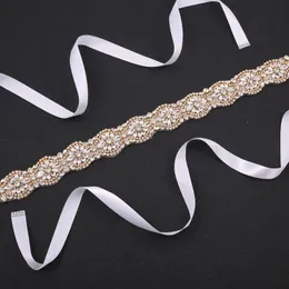 Wedding Sashes SESTHFAR Belt Gold Rhinestones Sash Crystal Flower Bridal For Bridesmaid Dresses