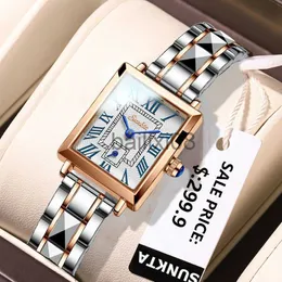 Inne zegarki moda nowe 2023 Square luksusowe kobiety kwarcowe zegarki dla kobiet zegarek ze stali nierog nierog nierog nierog nierog nierog nierog nierog nierom