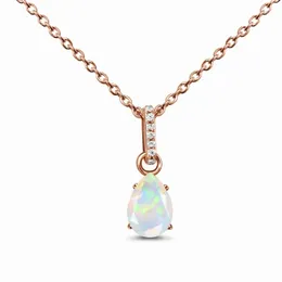 Europeiska och amerikanska retro S925 Sterling Silver Drop Moonlight Stone Pendant Rose Gold Halsband Kvinnliga smycken