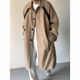 Trench da uomo Autunno Cappotto lungo Uomo Patchwork Colore Oversize Per il tempo libero Capispalla alla moda Hombre Trench coat stile coreano BF